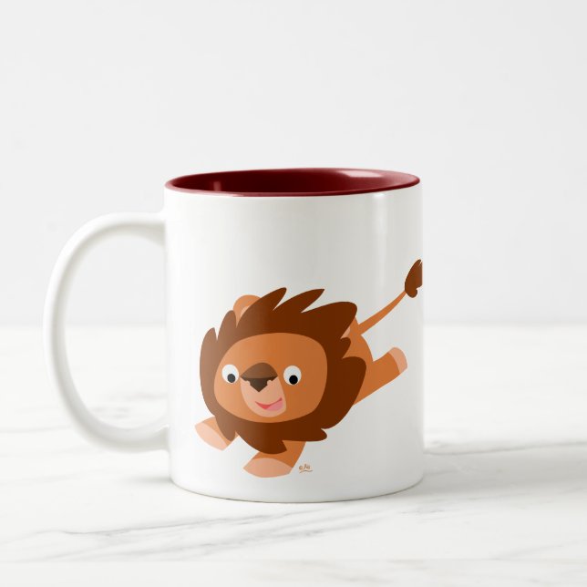 Tasse 2 Couleurs Lion caricature très animé (Gauche)