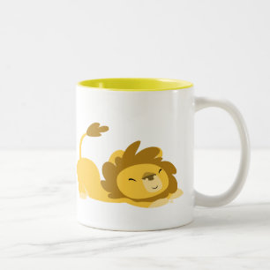 Tasse 2 Couleurs Lion de dessin animé mignon qui s'étire