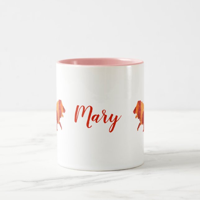 Tasse 2 Couleurs Lion de feu personnalisé (Centre)