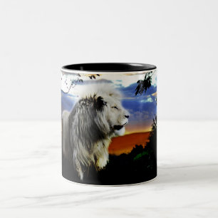 Tasse 2 Couleurs Lion de l'Afrique du Sud dans la jungle