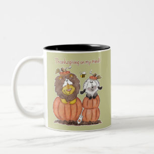 Tasse 2 Couleurs Lion et agneau en Citrouille