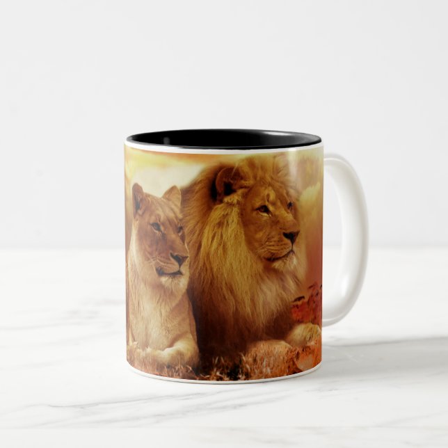 Tasse 2 Couleurs Lion et Lion (Devant droit)