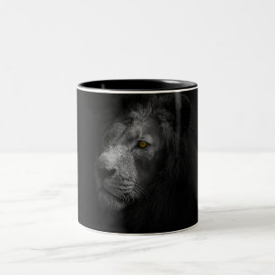 Tasse 2 Couleurs Lion Majestic, photo en noir et blanc