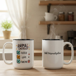 Tasse 2 Couleurs Liste de contrôle pour le sauvetage d'animaux Fost