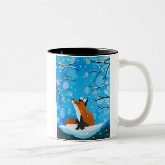 Tasse 2 Couleurs Little Fox aime la neige (Droit)