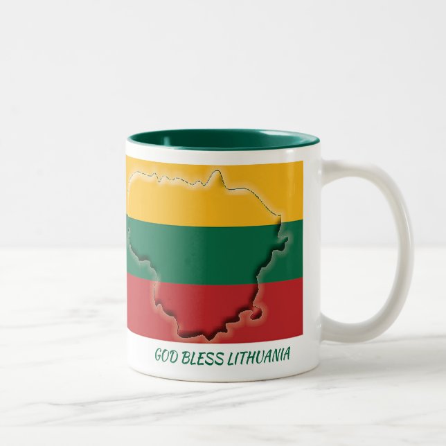 Tasse 2 Couleurs LITUANIE CARTE DRAPEAU Écriture Customisée blanc (Droit)