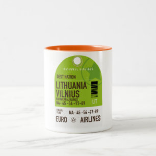 Tasse 2 Couleurs Lituanie Vilnius billet de voyage