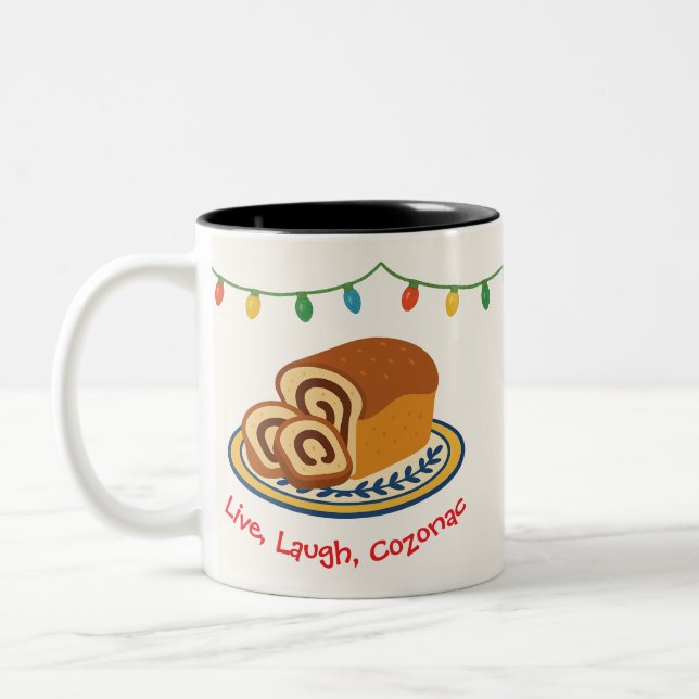 Tasse 2 Couleurs Live Laugh Cozonac Holiday Romanian  (Gauche)