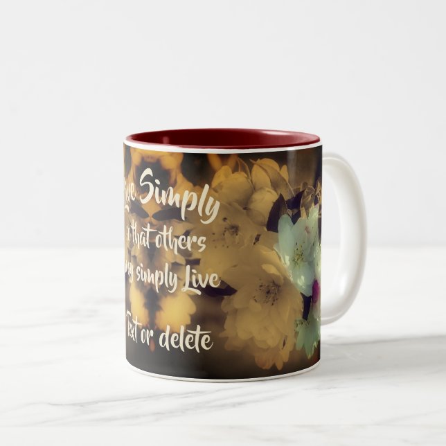 Tasse 2 Couleurs Live Simply Blossoms Mots Inspirants (Devant droit)