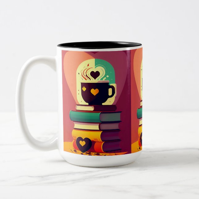 Tasse 2 Couleurs Livres Et Café (Gauche)