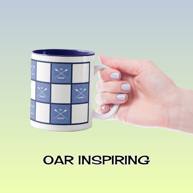 Tasse 2 Couleurs L'oar de Rower inspirant les carrés bleus (Mug option: navy two-tone)