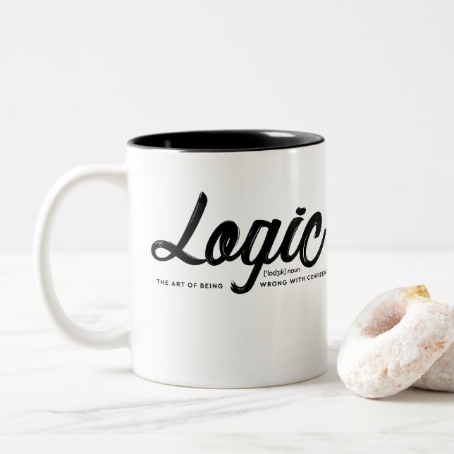 Tasse 2 Couleurs Logique noire de typographie - café (Avec donut)