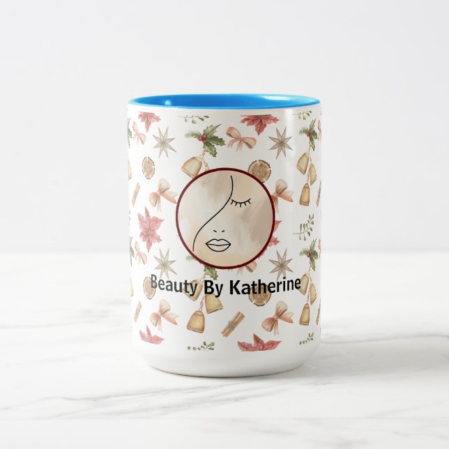 Tasse 2 Couleurs Logo Abstrait moderne femme beauté visage femme (Centre)