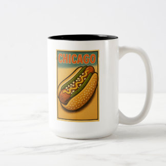 Tasse 2 Couleurs Logo de Chien Chaud Retro Chicago