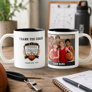 Tasse 2 Couleurs Logo de l'équipe de basketball Photo Merci l'entra