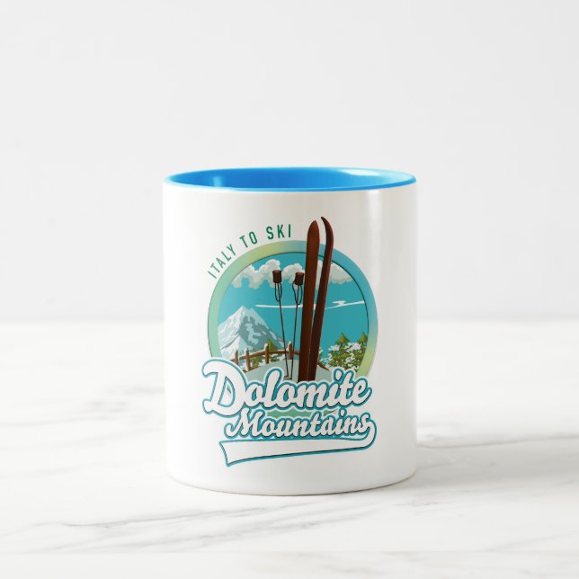 Tasse 2 Couleurs Logo de ski Dolomite Mountain Italie (Centre)