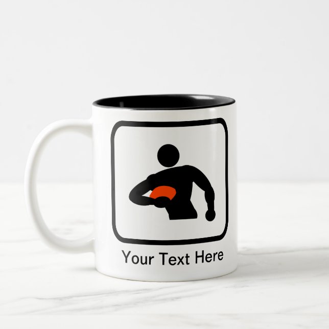 Tasse 2 Couleurs Logo du lecteur de rugby personnalisable (Gauche)