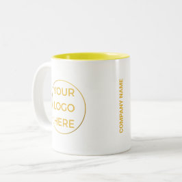 Tasse 2 Couleurs Logo et nom Gold Business sur une marque blanche