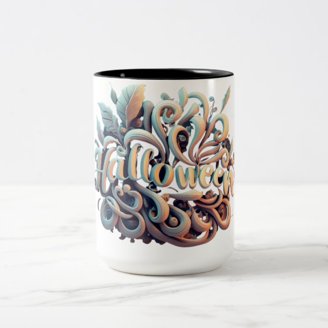 Tasse 2 Couleurs Logo Halloween 3D #2 (Centre)