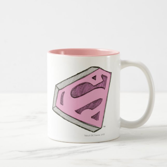 Tasse 2 Couleurs Logo Pink Croquetée Supergirl (Droit)
