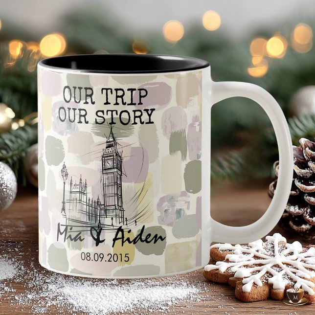 Tasse 2 Couleurs London skyline with pastel brushstroke background (Créateur téléchargé)