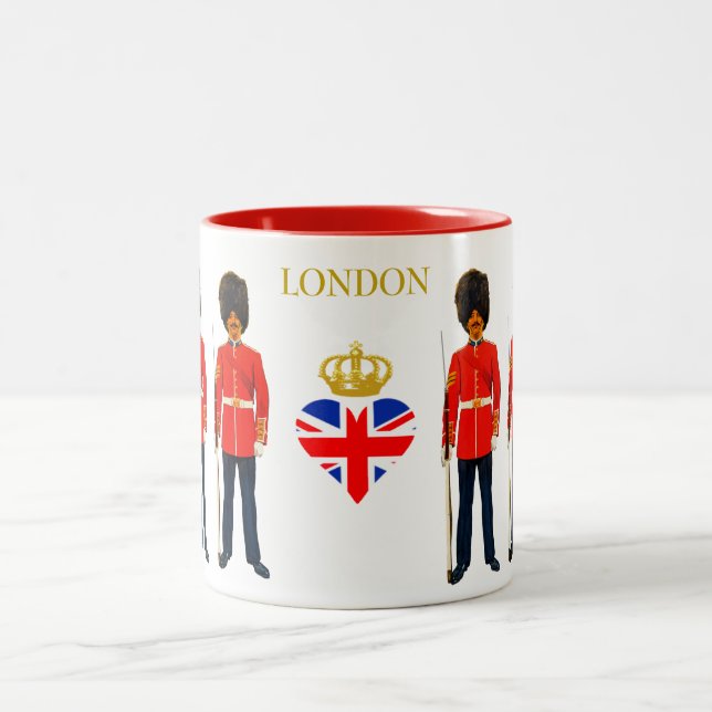 Tasse 2 Couleurs Londres, Angleterre Crown Heart & Beefeaters (Centre)