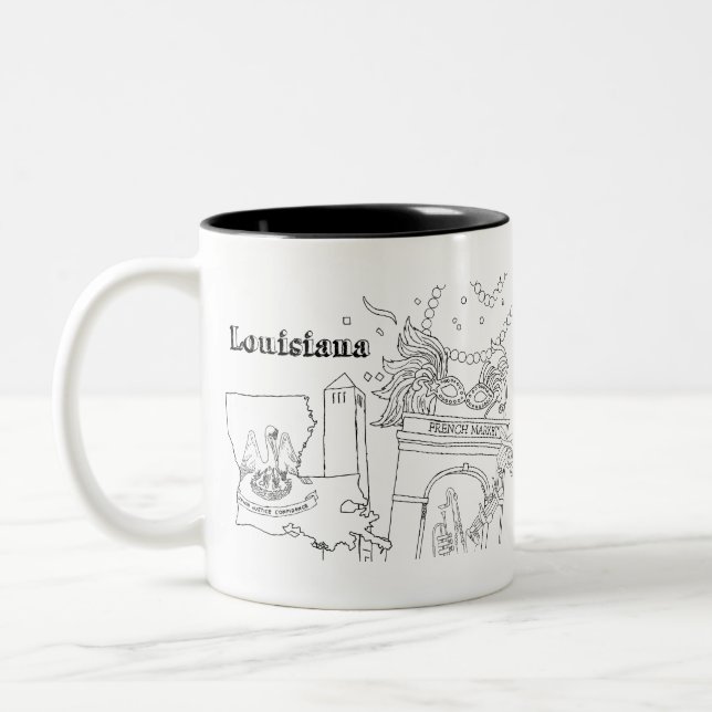 Tasse 2 Couleurs Louisiane Art Mardi Gras Destination Art (Gauche)