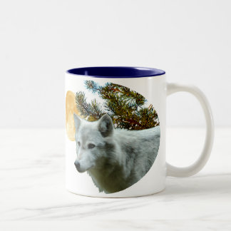 TASSE 2 COULEURS LOUP BLANC AVEC LA LUNE