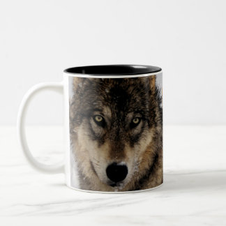Tasse 2 Couleurs Loup gris ou loup de bois de construction