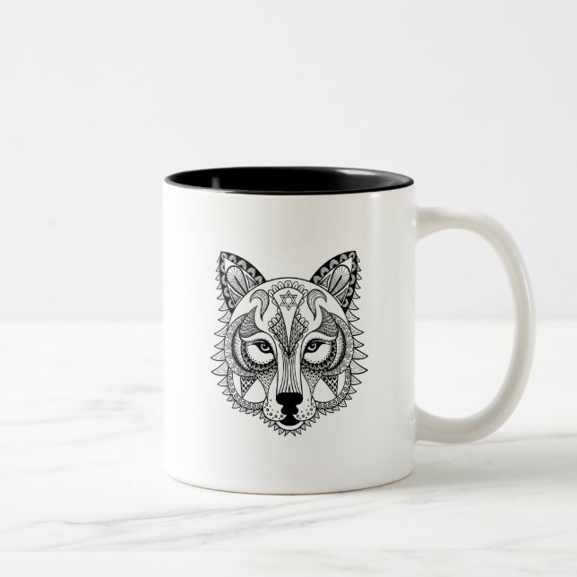 Tasse 2 Couleurs Loup inspiré (Droit)