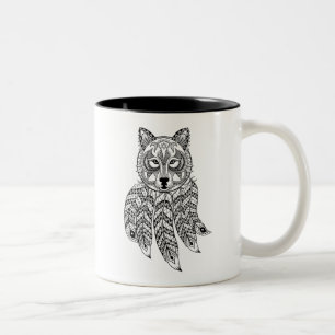 Tasse 2 Couleurs Loup inspiré avec Dreamcatcher
