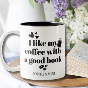 Tasse 2 Couleurs Louveur de café et de livre Personnalisé