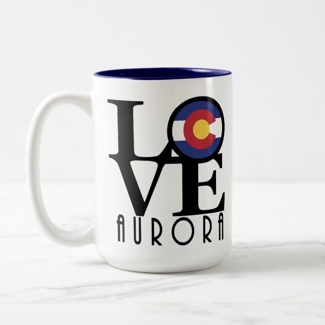 Tasse 2 Couleurs LOVE Aurora Colorado 15oz (Gauche)