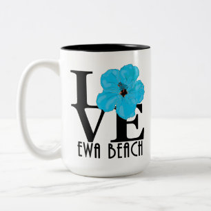Tasse 2 Couleurs LOVE Ewa Beach Blue Hibiscus 15oz