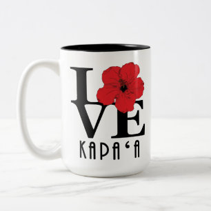 Tasse 2 Couleurs LOVE Kapa`a Hawaii Hibiscus rouge 15oz