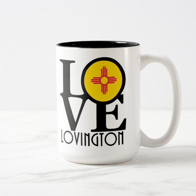 Tasse 2 Couleurs LOVE Lovington Nouveau-Mexique 15oz (Droit)