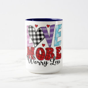 Tasse 2 Couleurs Love More Worry Less, Saint Valentin