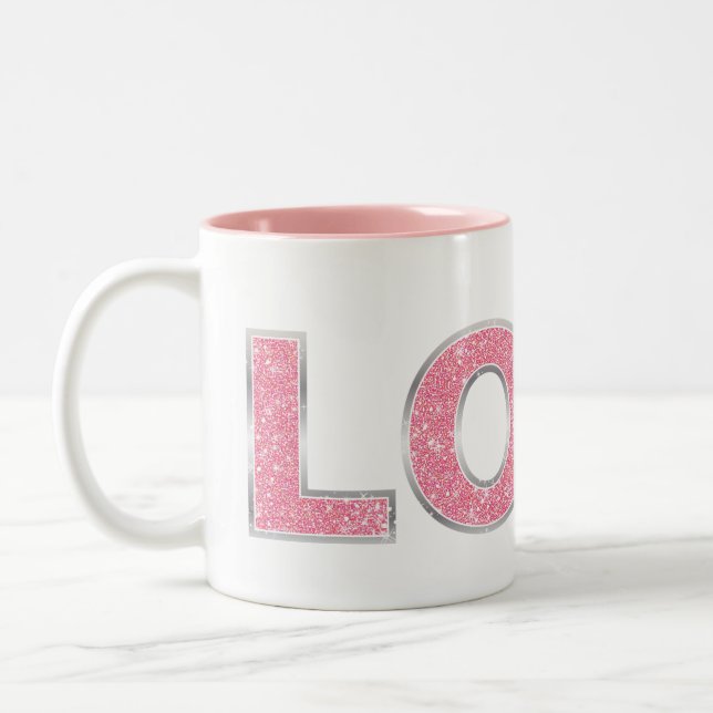 Tasse 2 Couleurs Love Parties scintillant rose (Gauche)