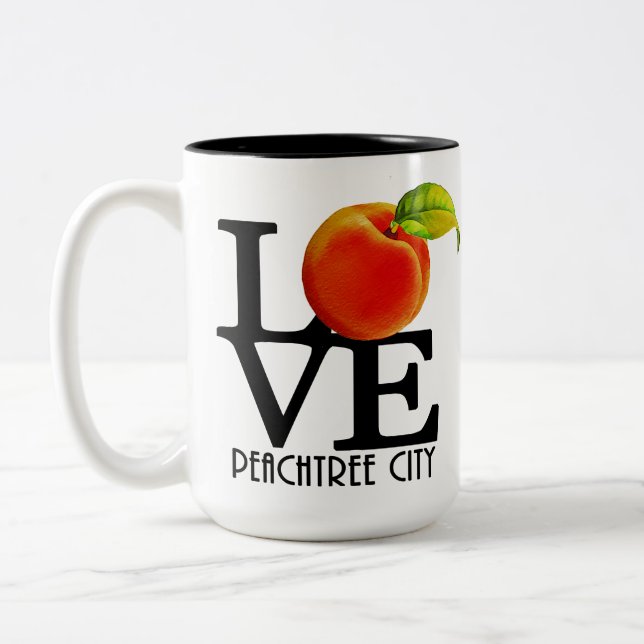 Tasse 2 Couleurs LOVE Peachtree City Georgia 15oz (Gauche)