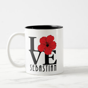 Tasse 2 Couleurs LOVE Sebastian 11oz hibiscus rouge