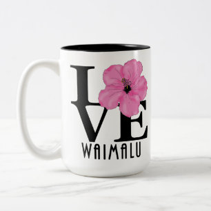 Tasse 2 Couleurs LOVE Waimalu Hibiscus rose 15oz