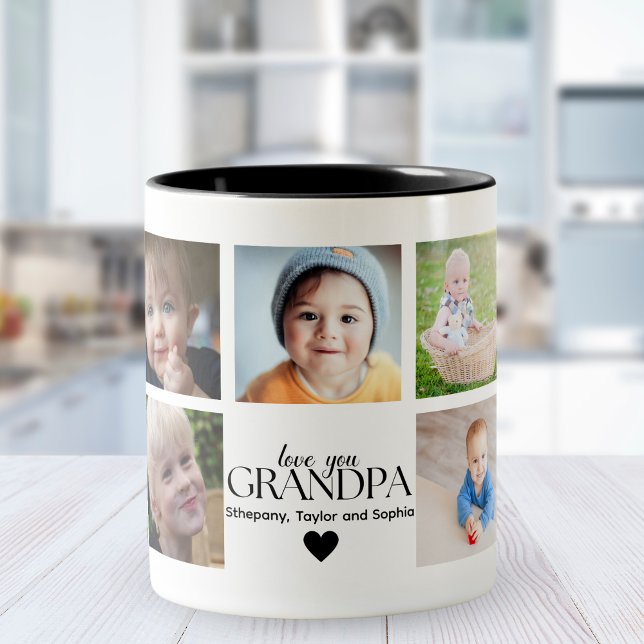 Tasse 2 Couleurs Love You Grandpa Cute Collage 9 Photos (Créateur téléchargé)