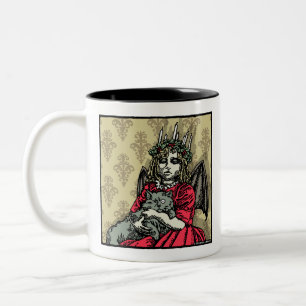 Tasse 2 Couleurs Lucie rouge et chat - Pop Goth Holiday Surreal
