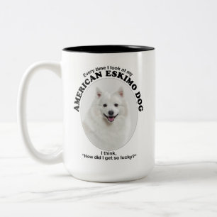 Tasse 2 Couleurs Lucky American Eskimo Chien