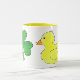Tasse 2 Couleurs Lucky Duck Shamrock Ducky Saint Patrick