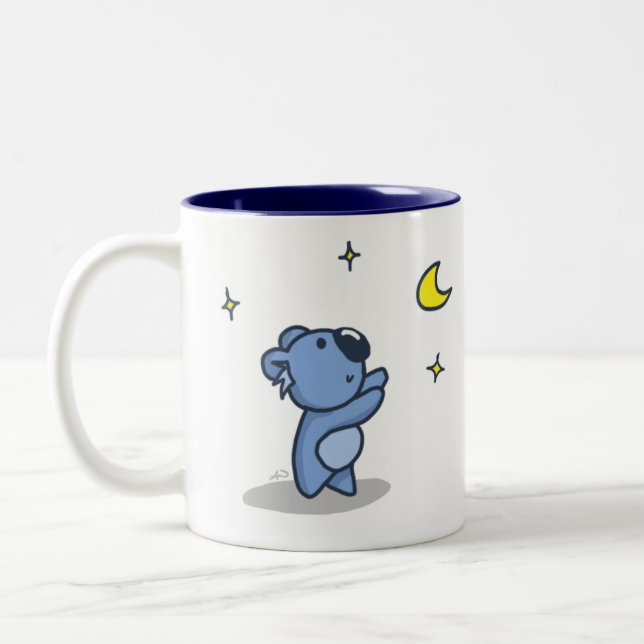 Tasse 2 Couleurs Lune de koala - bleu (Gauche)