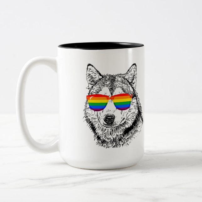 Tasse 2 Couleurs Lunettes de soleil de fierté de loup (Gauche)
