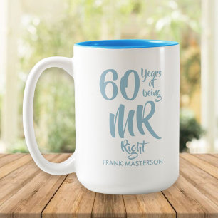 Tasse 2 Couleurs M. Right Fun 60e anniversaire de Mariage de diaman
