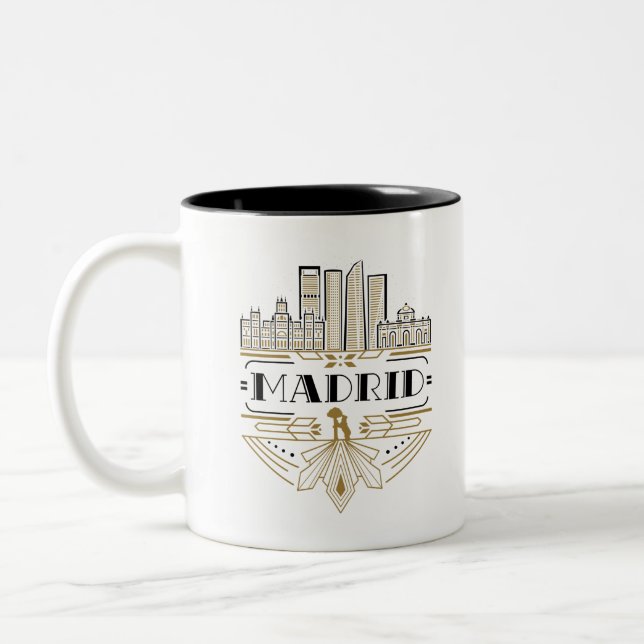 Tasse 2 Couleurs Madrid Espagne Art Déco Souvenir Esthétique (Gauche)