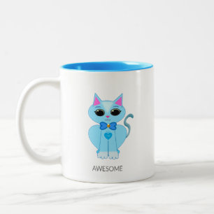 Tasse 2 Couleurs Magnifique chaton bleu clair café Deux-Tons
